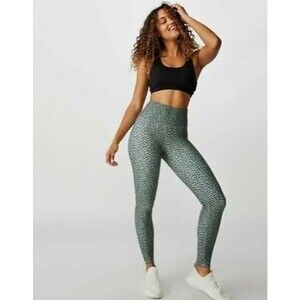 Cotton On Body Fitted Leggings XS High Rise Animal Print Green Black EUC B99